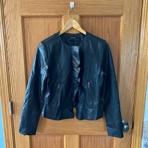 Zara leather jacket with ruffle
